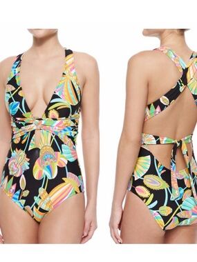 Trina Turk Tahitian Floral One-Piece Swimsuit size 6